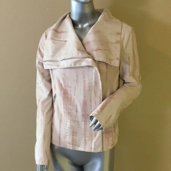 Blank NYC Cream tie-dye faux suede drape front jacket - Picture 4 of 16